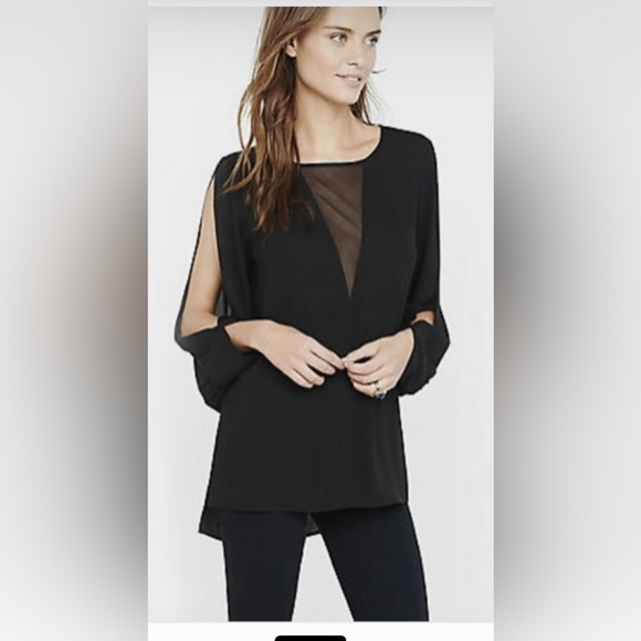 Express Sheer black blouse with open sleeve - Picture 2 of 7